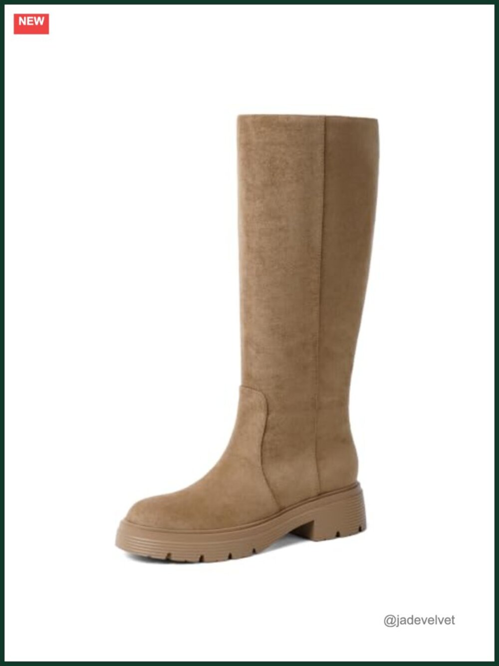 Knee High Boots Chunky Block Heel Braided Strap Faux Suede